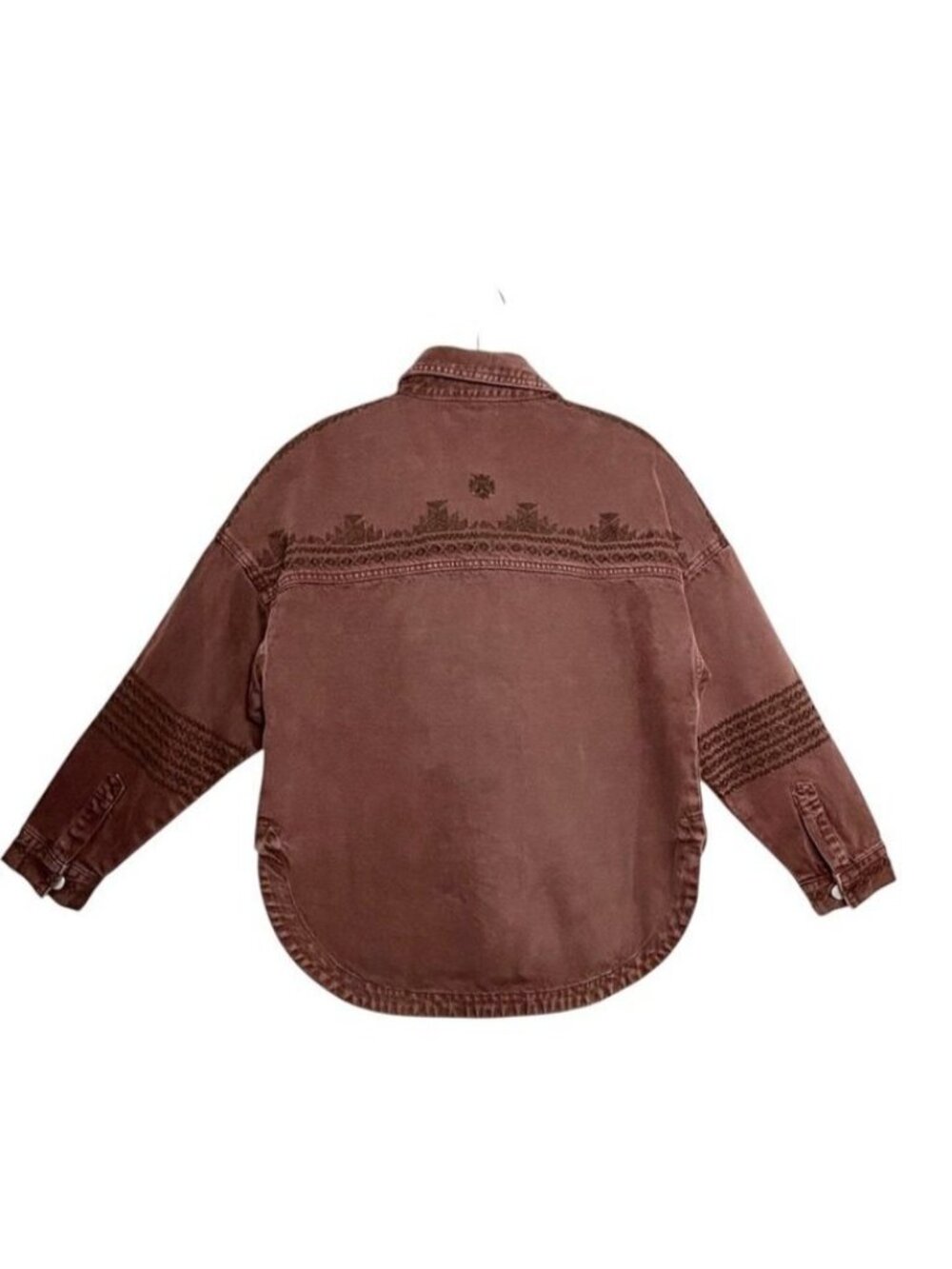 Dear John Denim Gina Denim Shirt Jacket in Dark Mahogany - Sz L - New - Picture 5 of 9